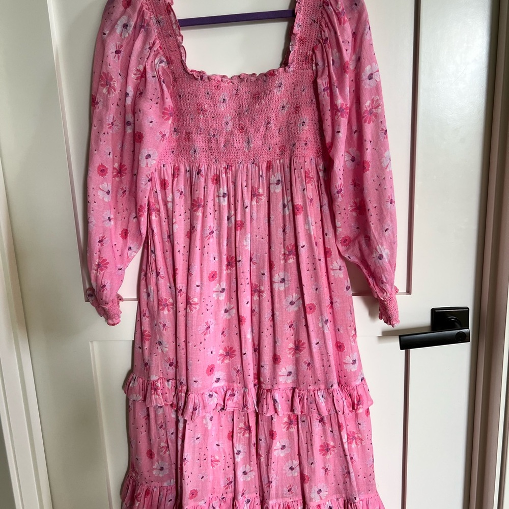 LoveShack Fancy Floral Pink Long Sleeve Dress